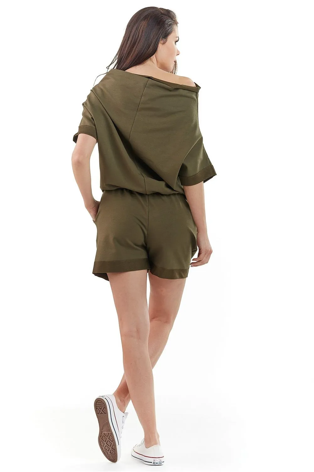 Elegant Draped Short Sleeve Jumpsuit