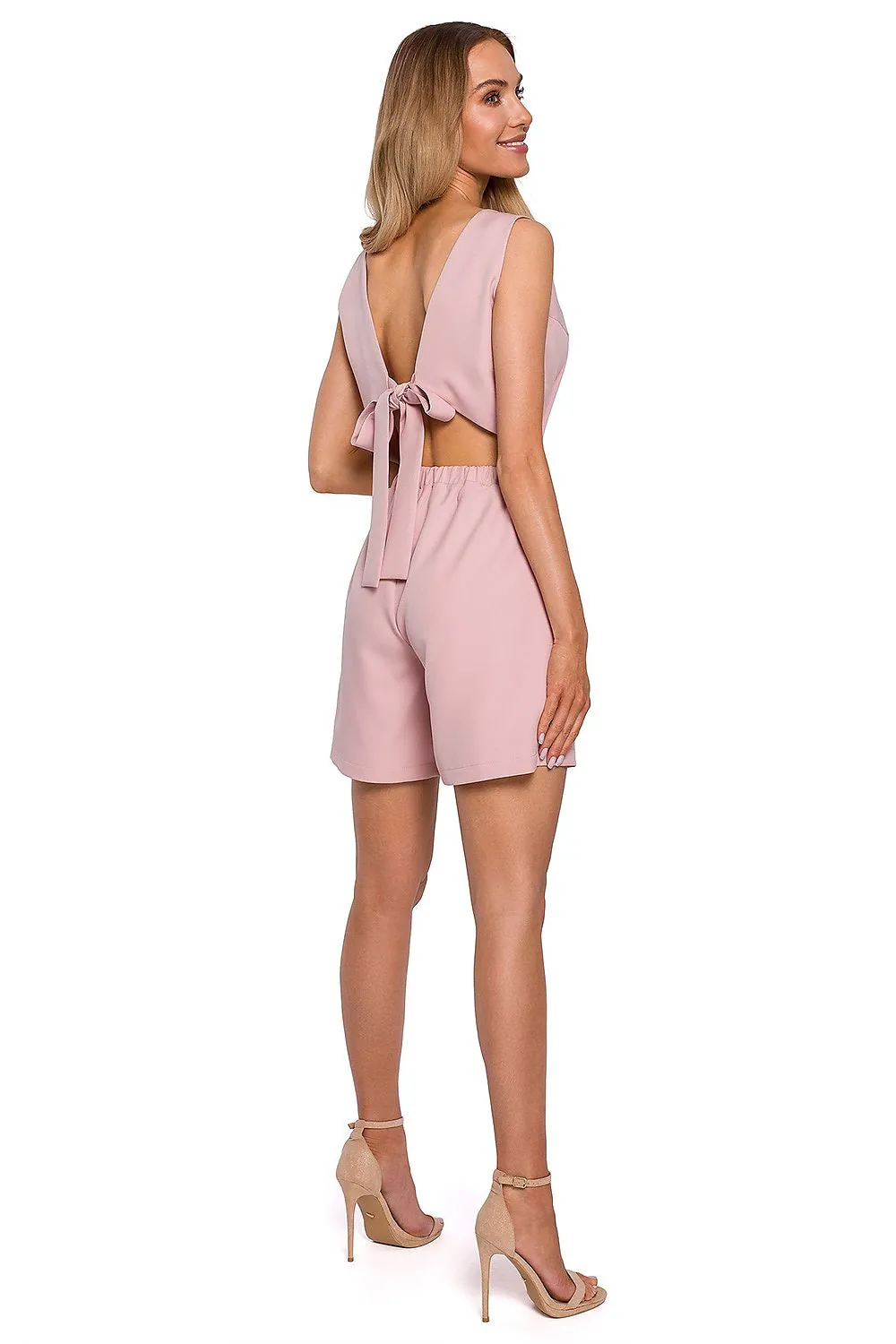 Elegant Open-Back Tie Romper