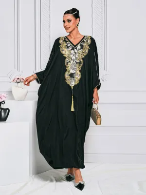 Embroidered Cocoon Tassel Abayas ME00168