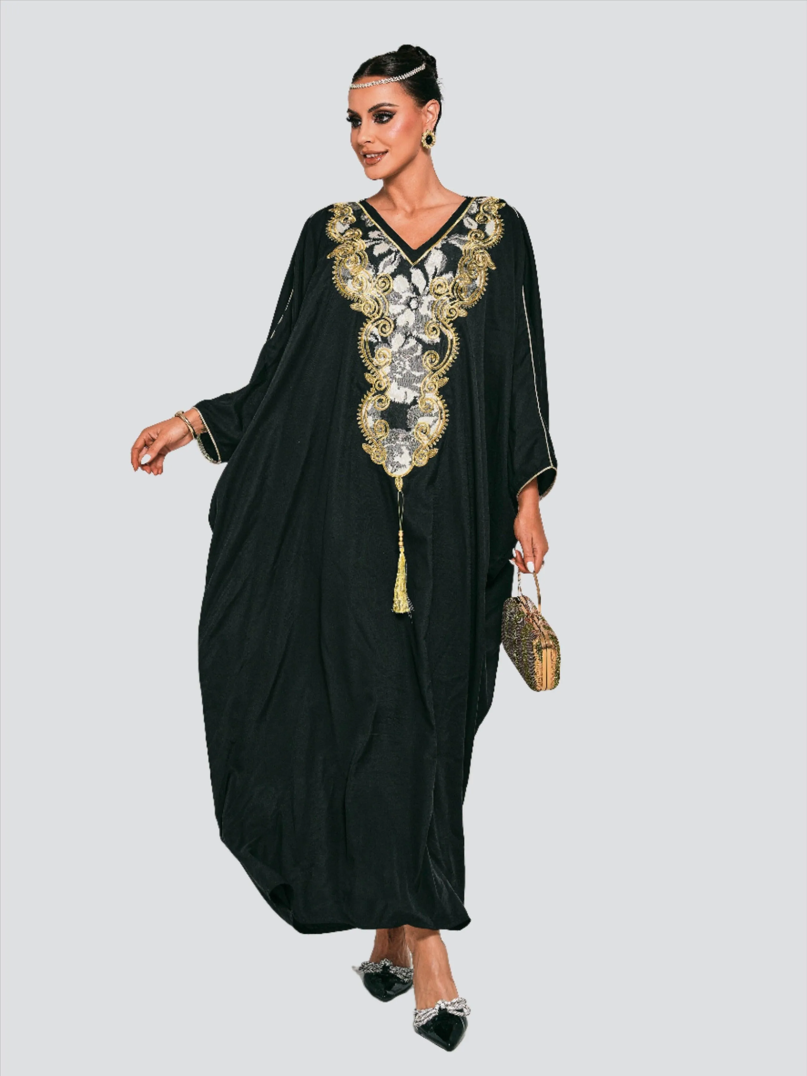 Embroidered Cocoon Tassel Abayas ME00168