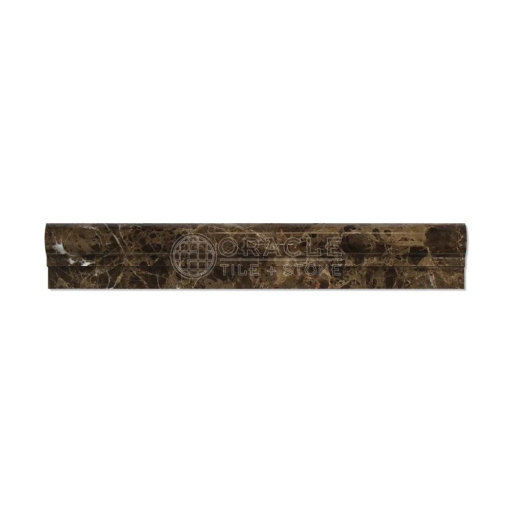Emperador Dark Spanish Marble OG-1 Single-Step Chair Rail Molding Trim, Polished