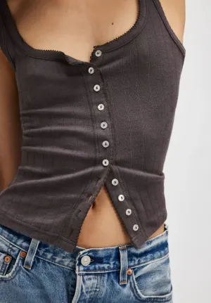 End Game Pointelle Tank-Volcanic Glass