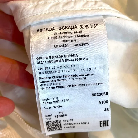Escada White Teeza Lined Textured Shorts