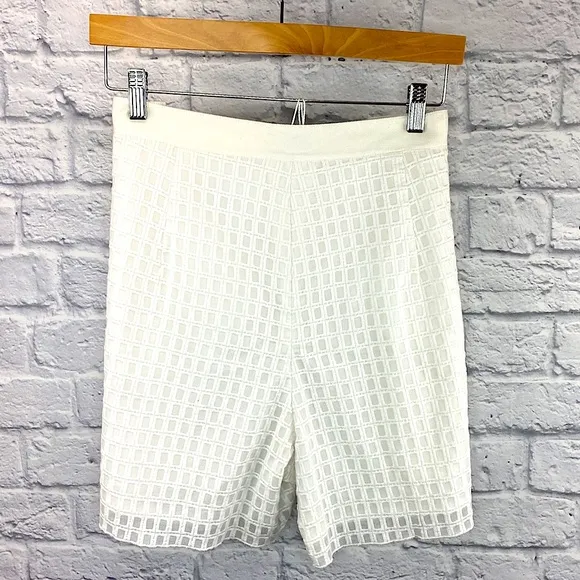 Escada White Teeza Lined Textured Shorts