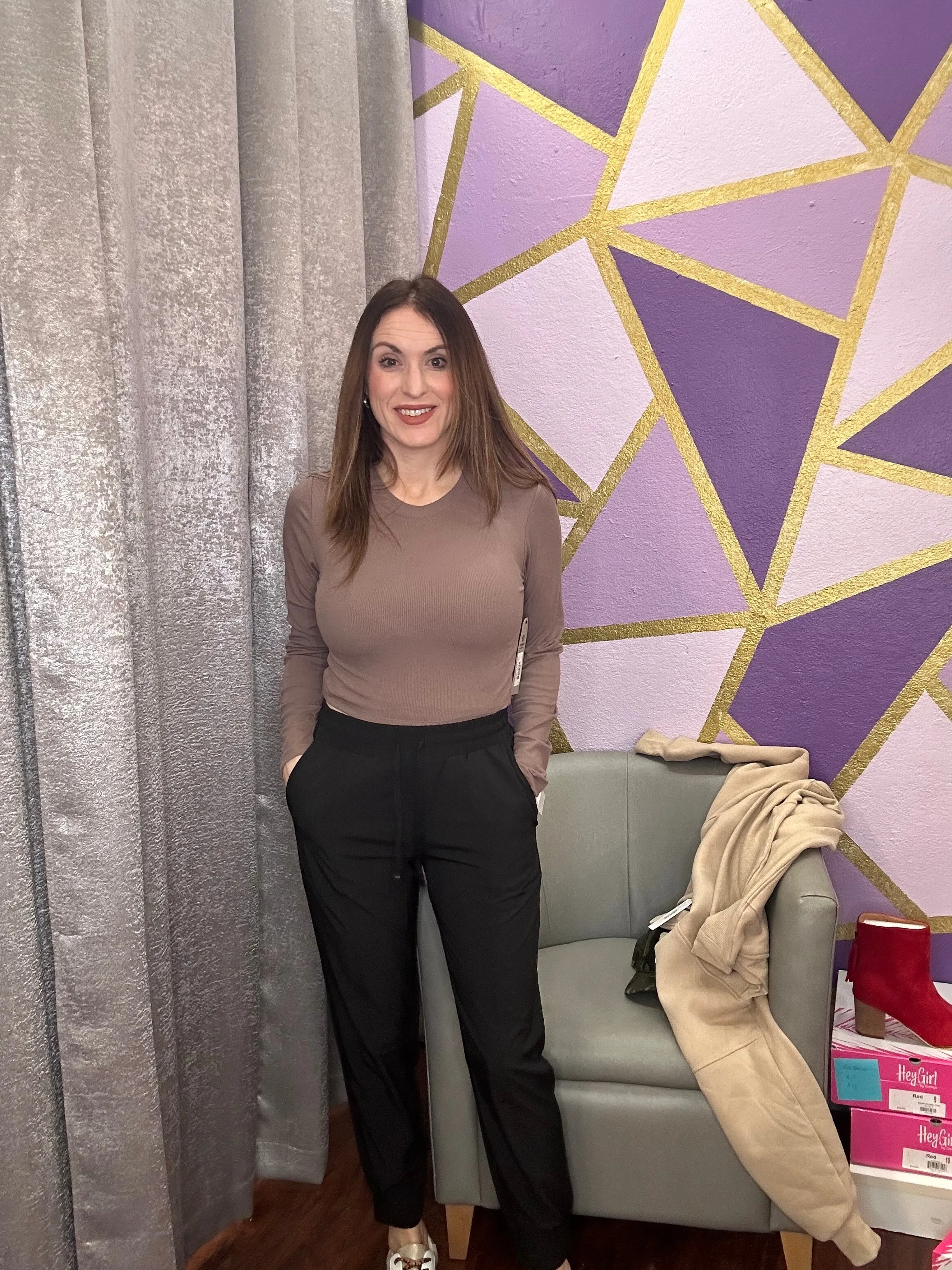 Essential Athleisure Top: Taupe
