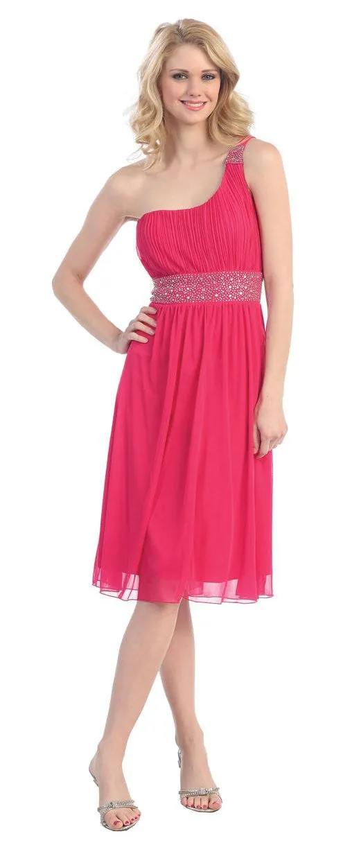 Eureka 1993 Ruched Bodice One Shoulder Cocktail Dress