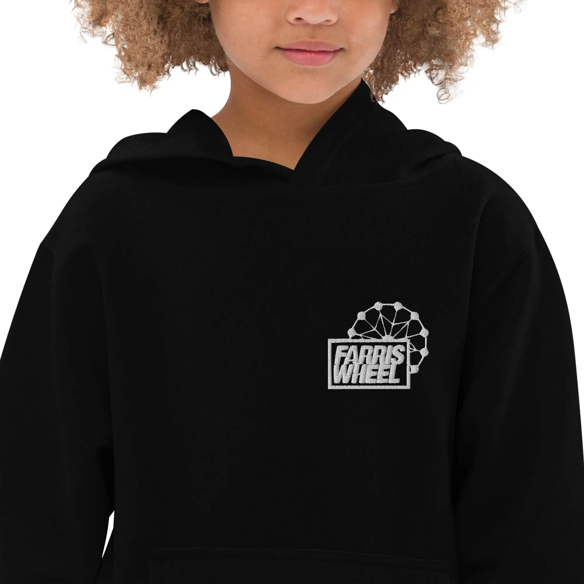 Farris Wheel Classic Black Embroidered Kids Hoodie