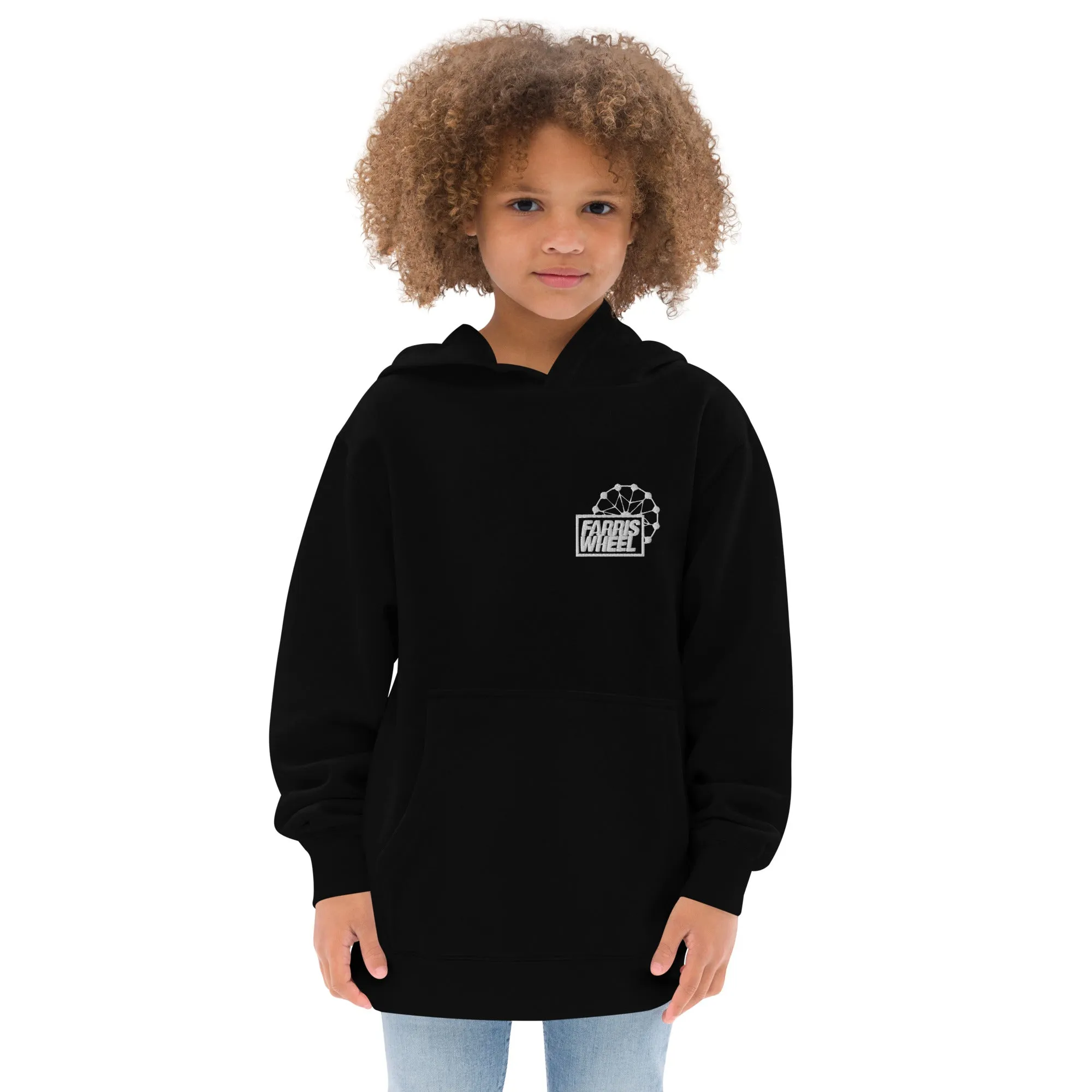 Farris Wheel Classic Black Embroidered Kids Hoodie