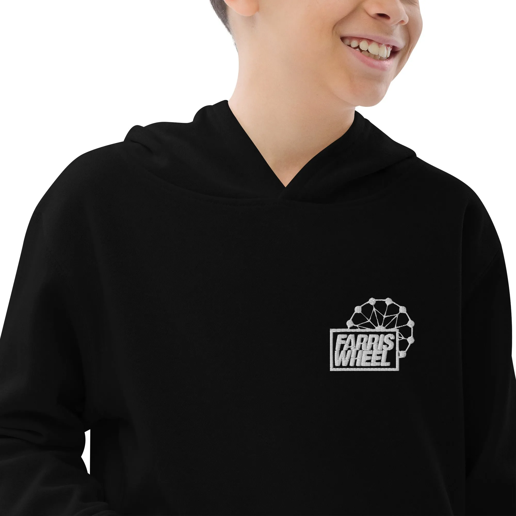 Farris Wheel Classic Black Embroidered Kids Hoodie