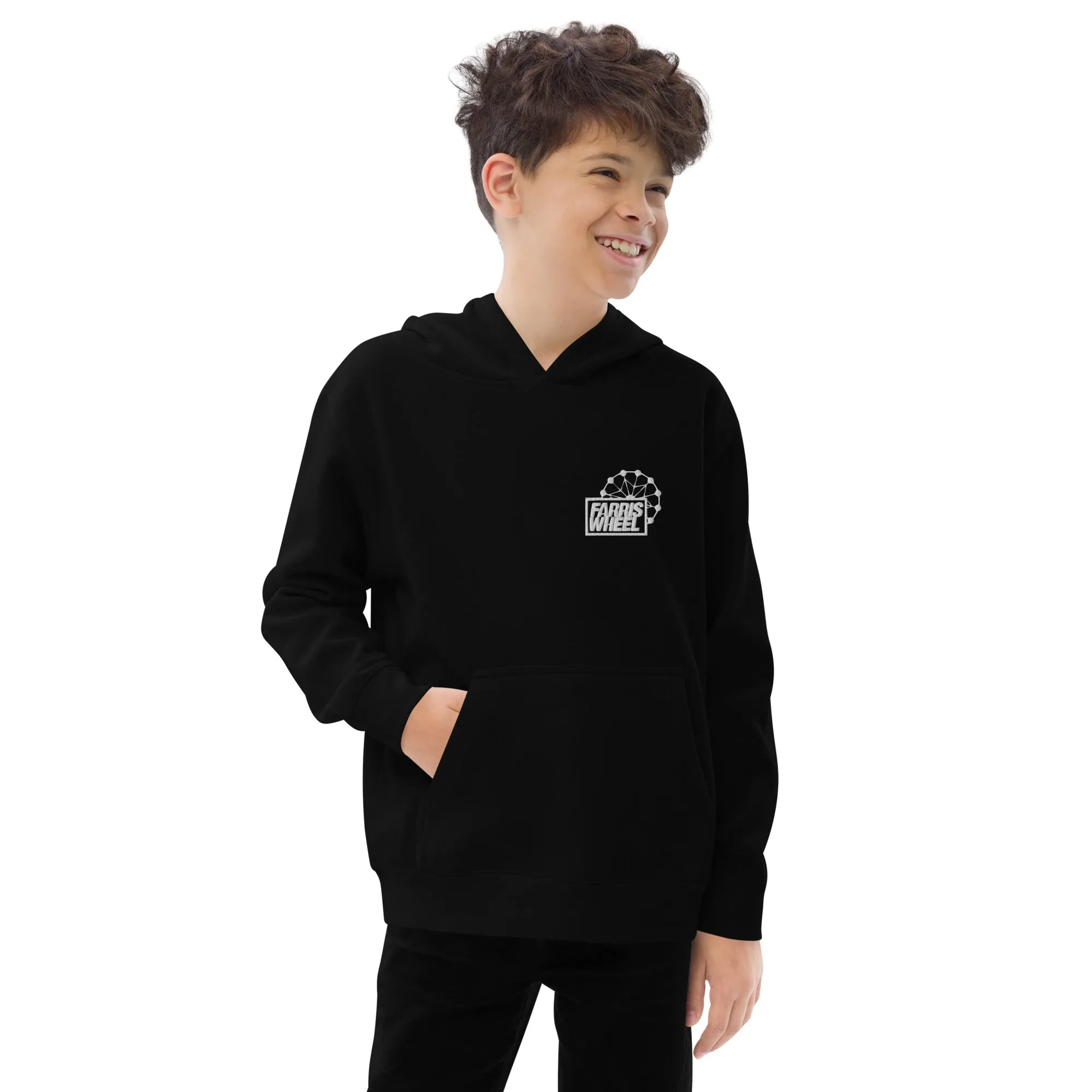 Farris Wheel Classic Black Embroidered Kids Hoodie