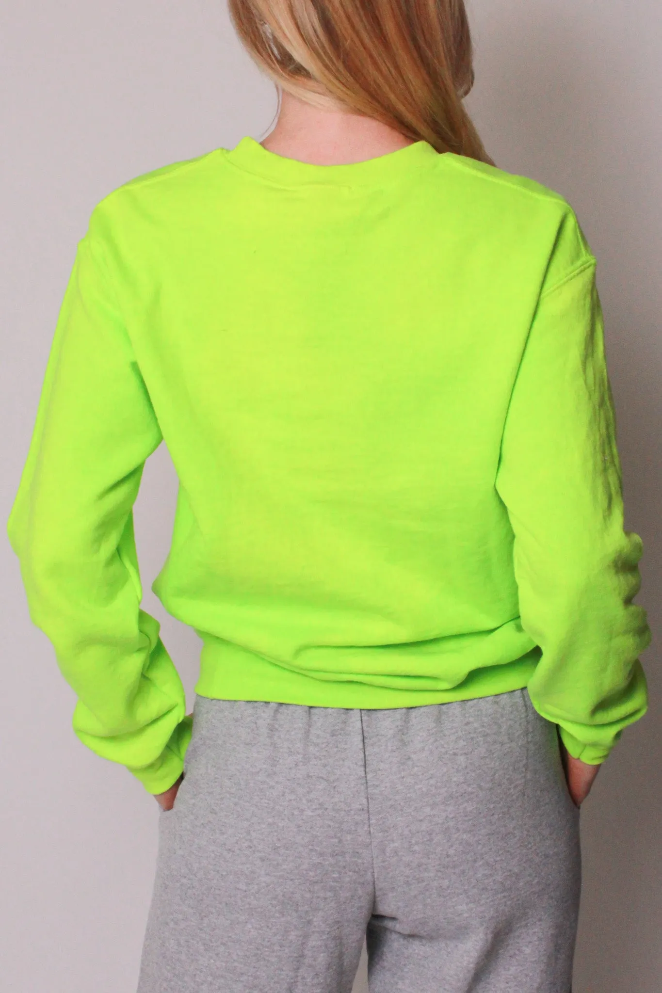 Fleece Crew With Freedom Unicorns in Neon Lime