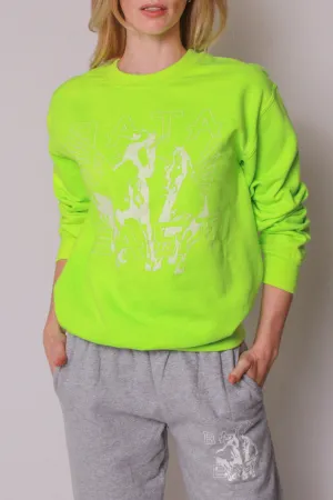 Fleece Crew With Freedom Unicorns in Neon Lime