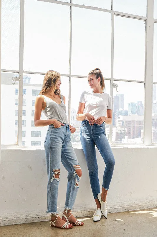 Flying Monkey Super High Rise Distressed Relaxed Straight Jeans