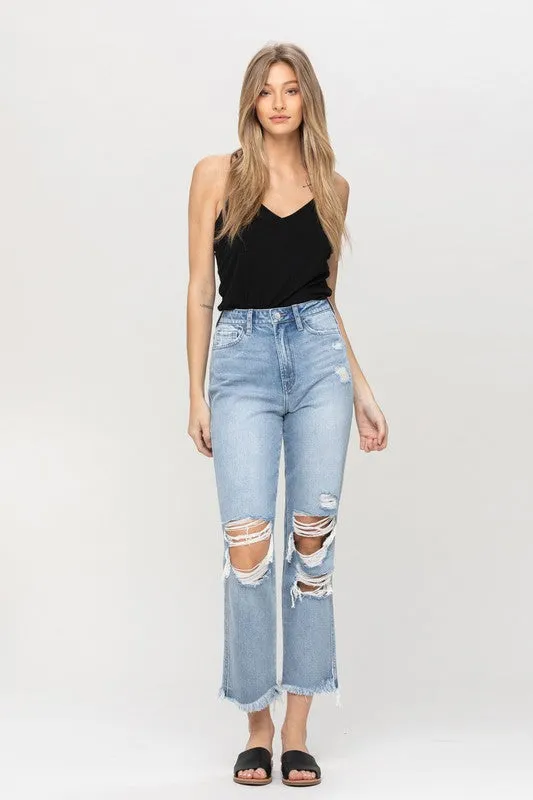 Flying Monkey Super High Rise Distressed Relaxed Straight Jeans
