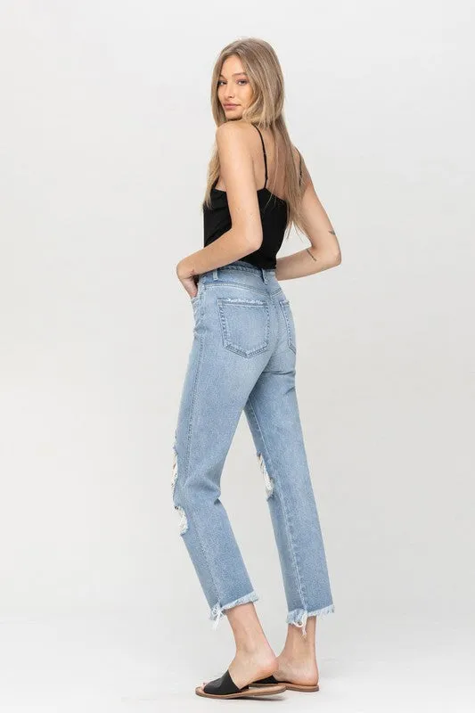 Flying Monkey Super High Rise Distressed Relaxed Straight Jeans