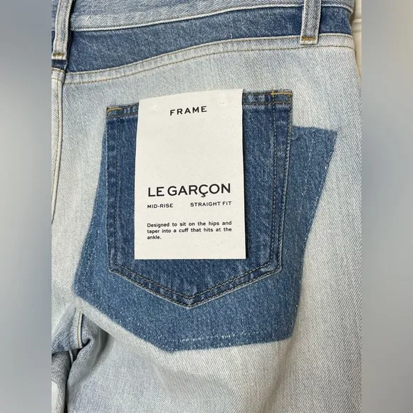 Frame Denim le garcon patchwork mid rise straight jeans  size 29 NWT