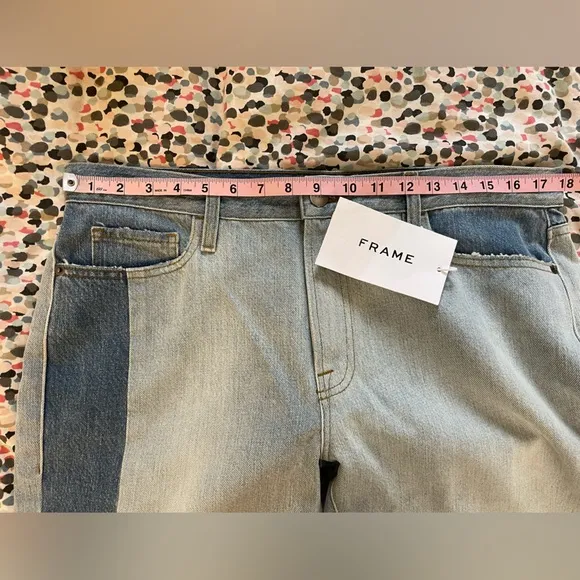 Frame Denim le garcon patchwork mid rise straight jeans  size 29 NWT