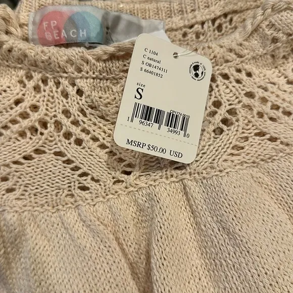 Free People Beach Fauxchet Knit Shorts in the color natural.  NWT.