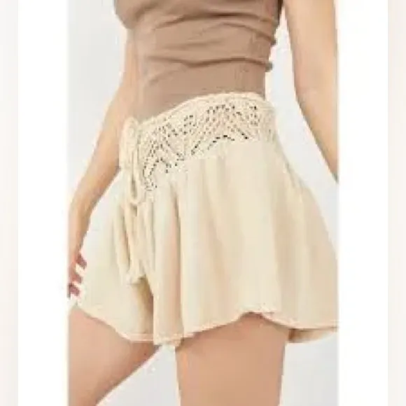 Free People Beach Fauxchet Knit Shorts in the color natural.  NWT.