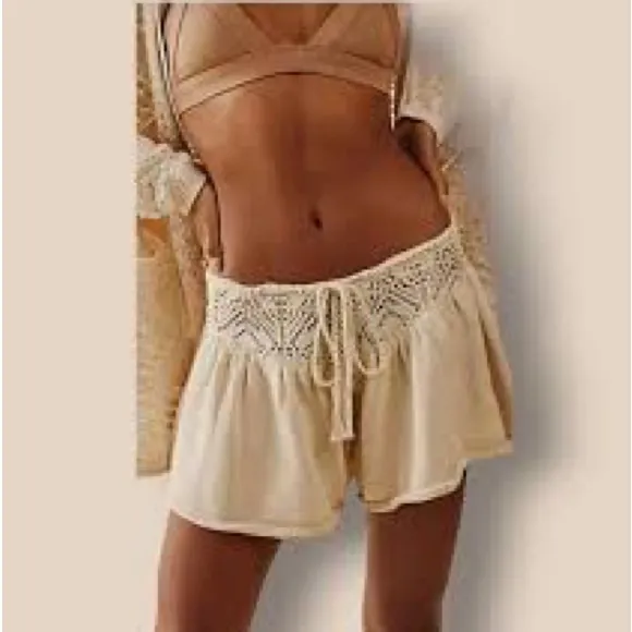 Free People Beach Fauxchet Knit Shorts in the color natural.  NWT.