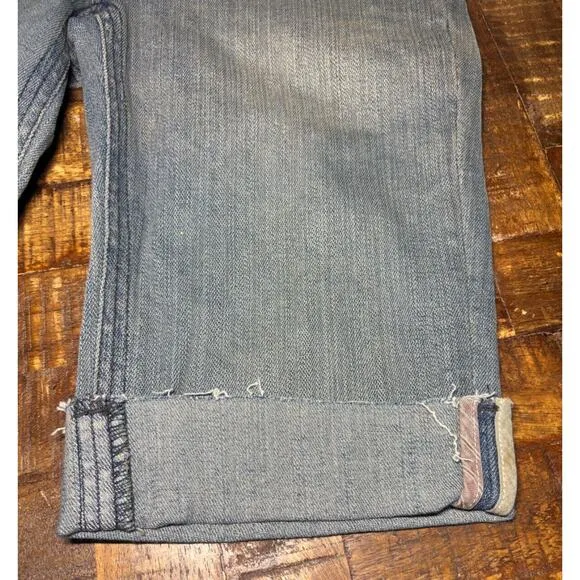 Free people Y2K Bermuda long Denim Shorts Embroidered pockets NWT size 28