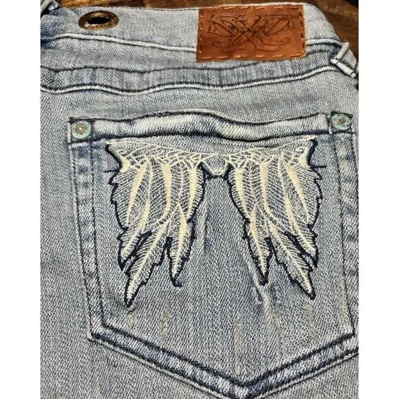 Free people Y2K Bermuda long Denim Shorts Embroidered pockets NWT size 28
