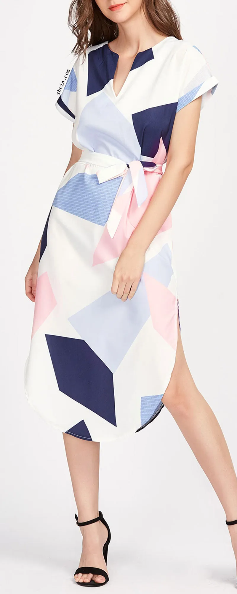 Geometric Color Block Dress