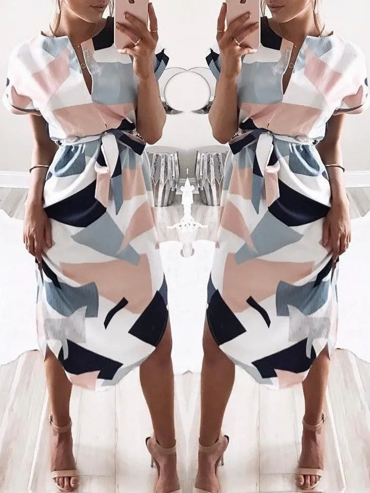 Geometric Color Block Dress