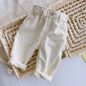 Girls Boys Bud Waist Fashion Jeans - Blue, Beige