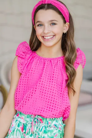 Girls: The Willa Fuchsia Ruffled Blouse