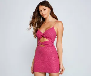 Glitzy Twist Stylish Glitter Mini Dress