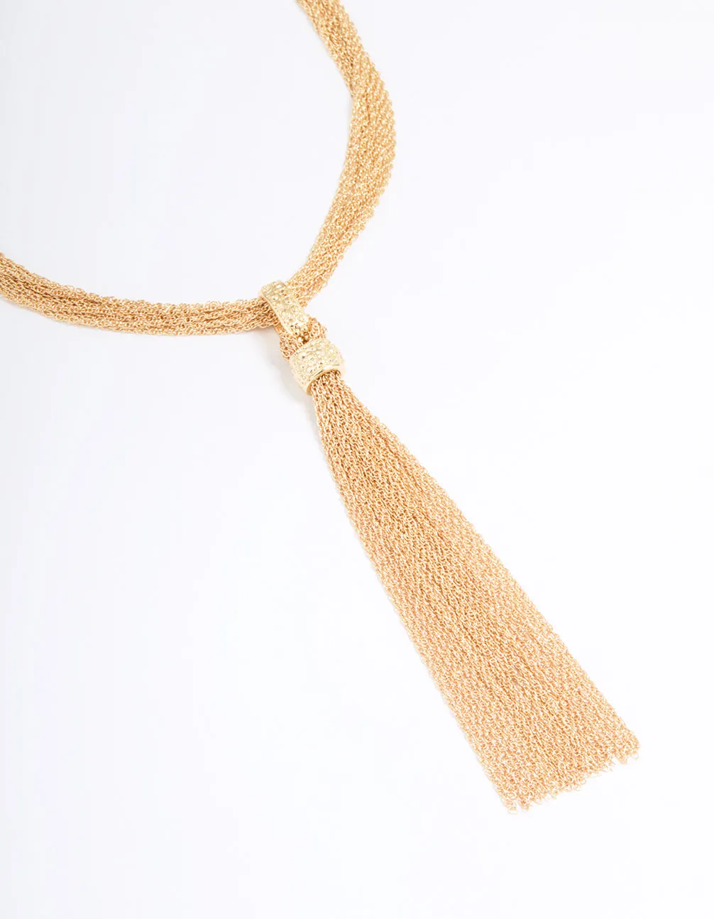 Gold Textured Rope Y-Necklace