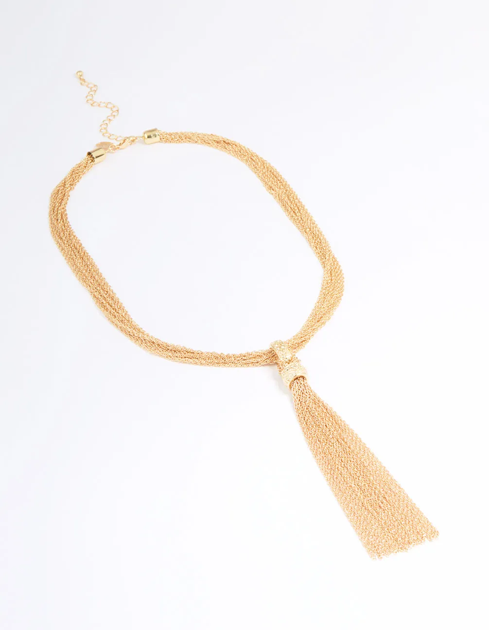 Gold Textured Rope Y-Necklace
