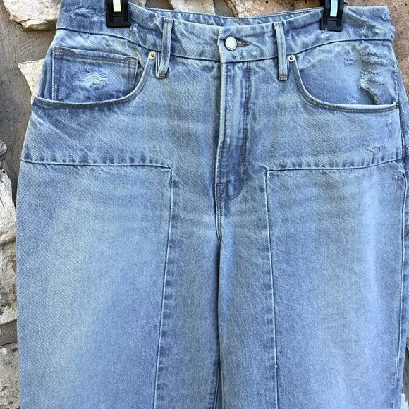 Good American Loose Wide Leg Jeans Light Wash Size 10/30