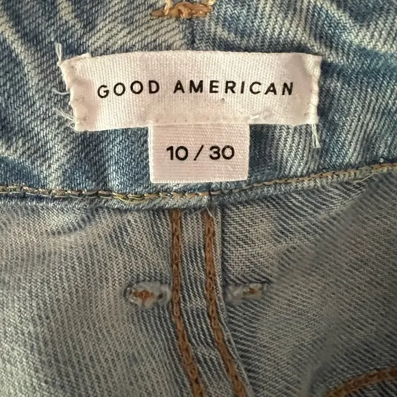 Good American Loose Wide Leg Jeans Light Wash Size 10/30