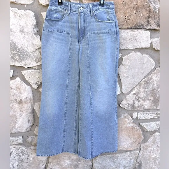 Good American Loose Wide Leg Jeans Light Wash Size 10/30