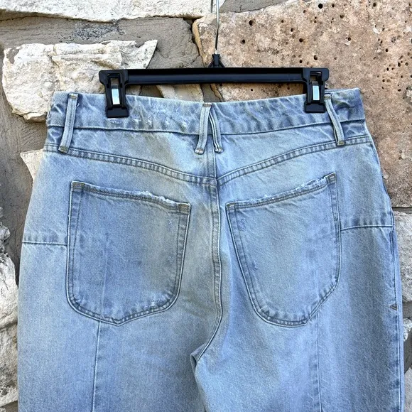 Good American Loose Wide Leg Jeans Light Wash Size 10/30