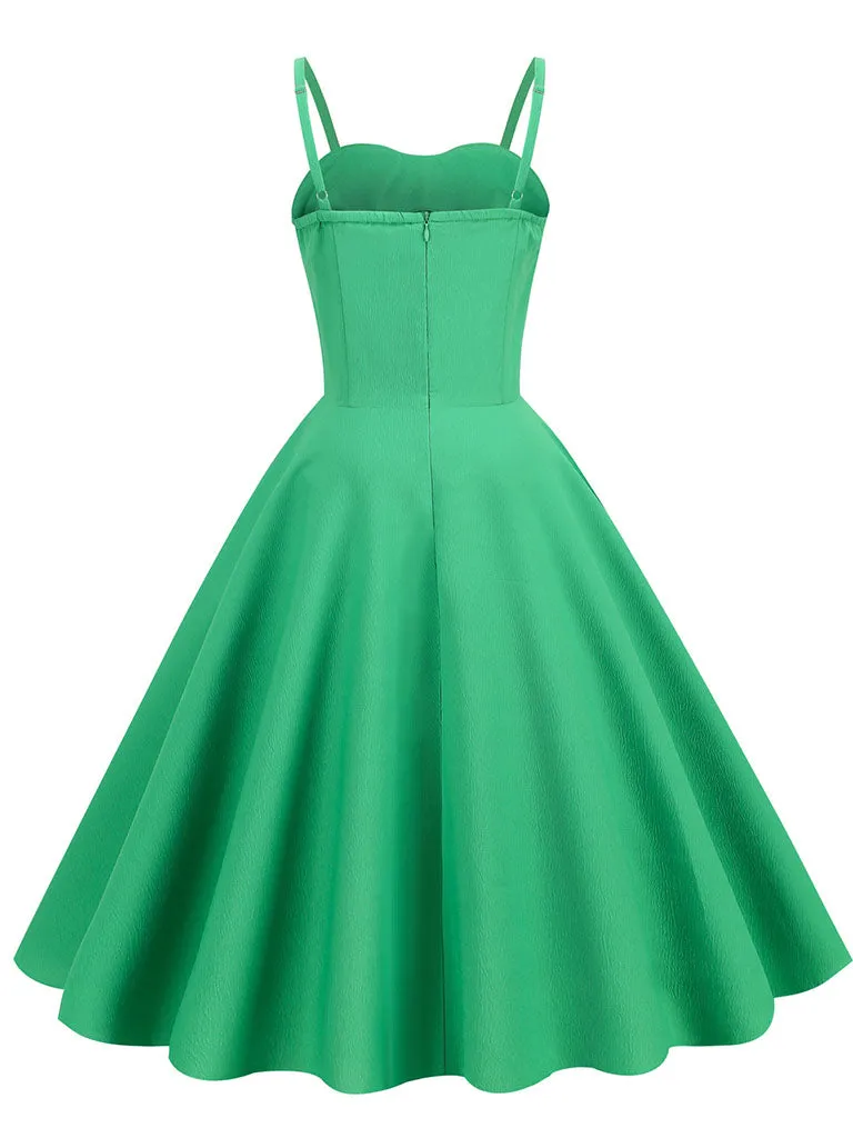 Green Strap Sleeveless 1950S Vinatge Dress
