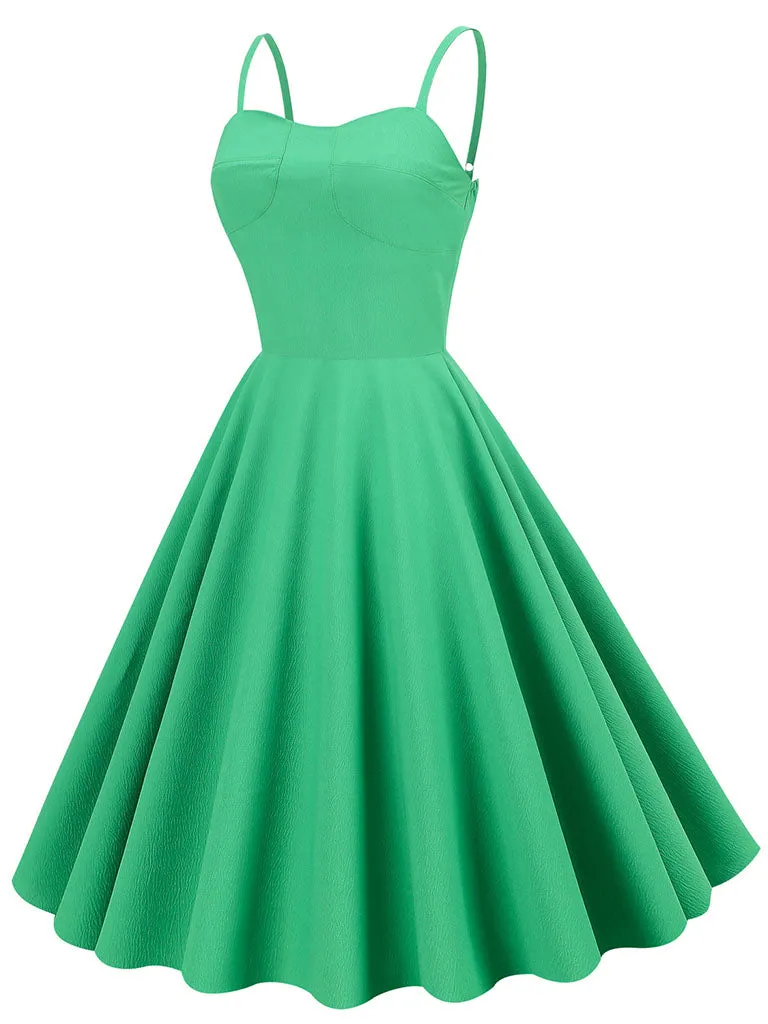 Green Strap Sleeveless 1950S Vinatge Dress