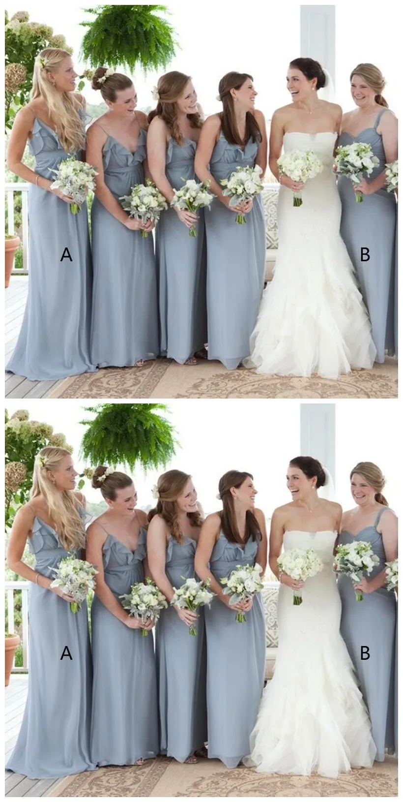Grey Chiffon V Neck Cheap Custom Bridesmaid Dresses Online, WG214