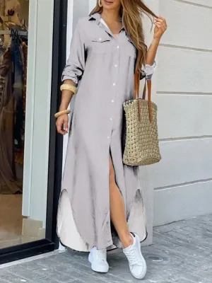 Grey Conversational Printed Shirt Dress