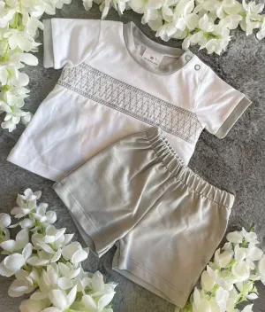 Grey smocked two piece