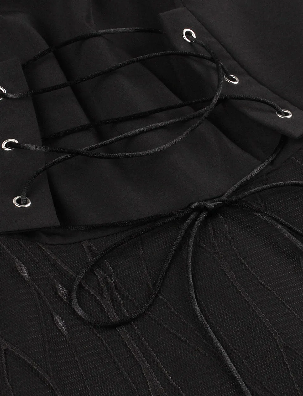Halloween Rivet Strap Lace 1950S Vintage Swing Dress