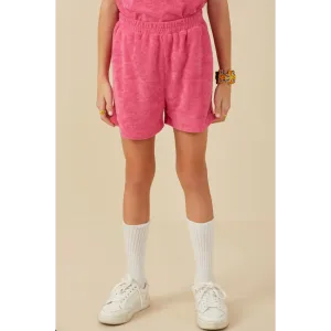 Hayden Girls Textured Velvet Look Terry Short- Pink