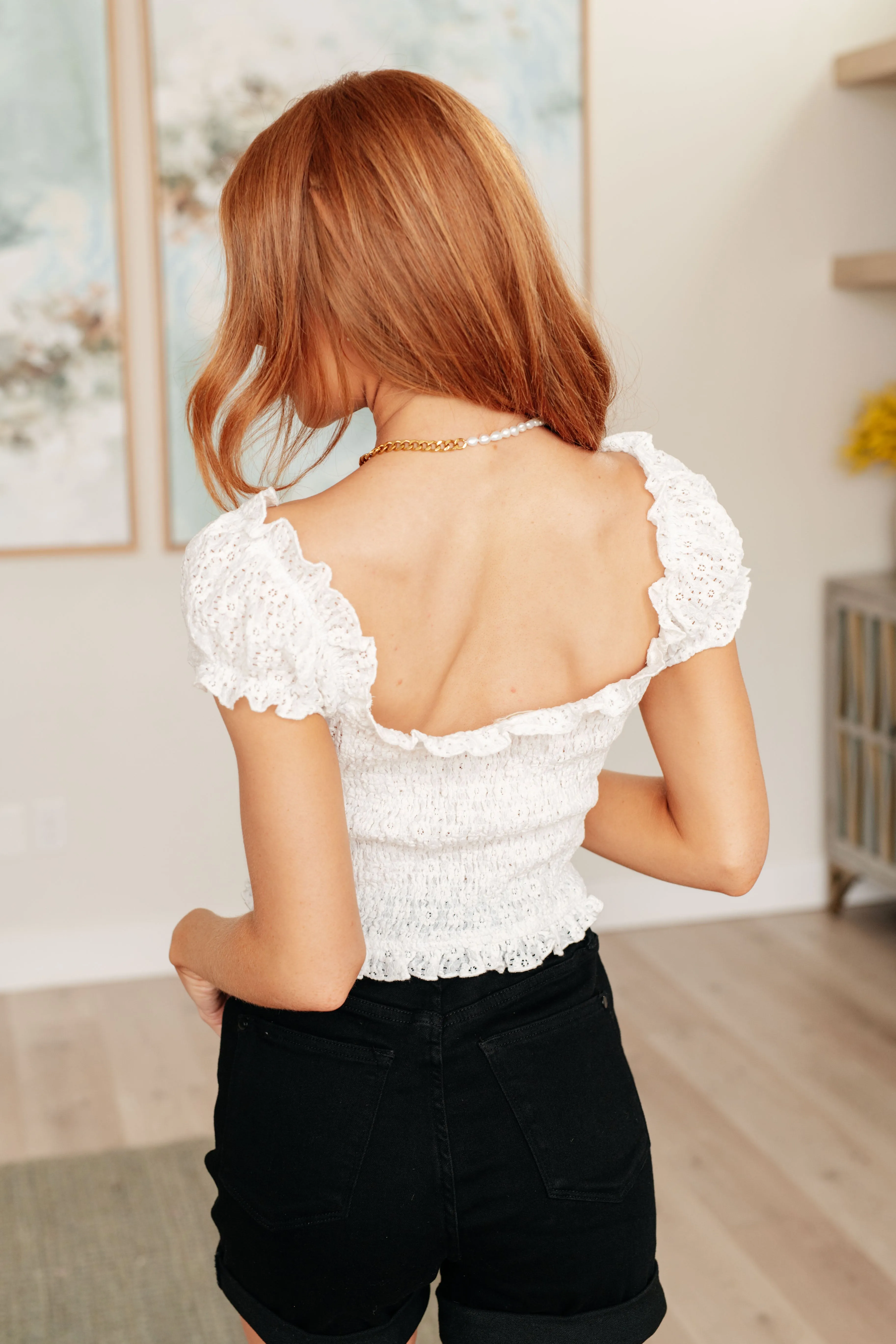 Hazel Blues® |  In Fair Verona Button Up Crop in Off White