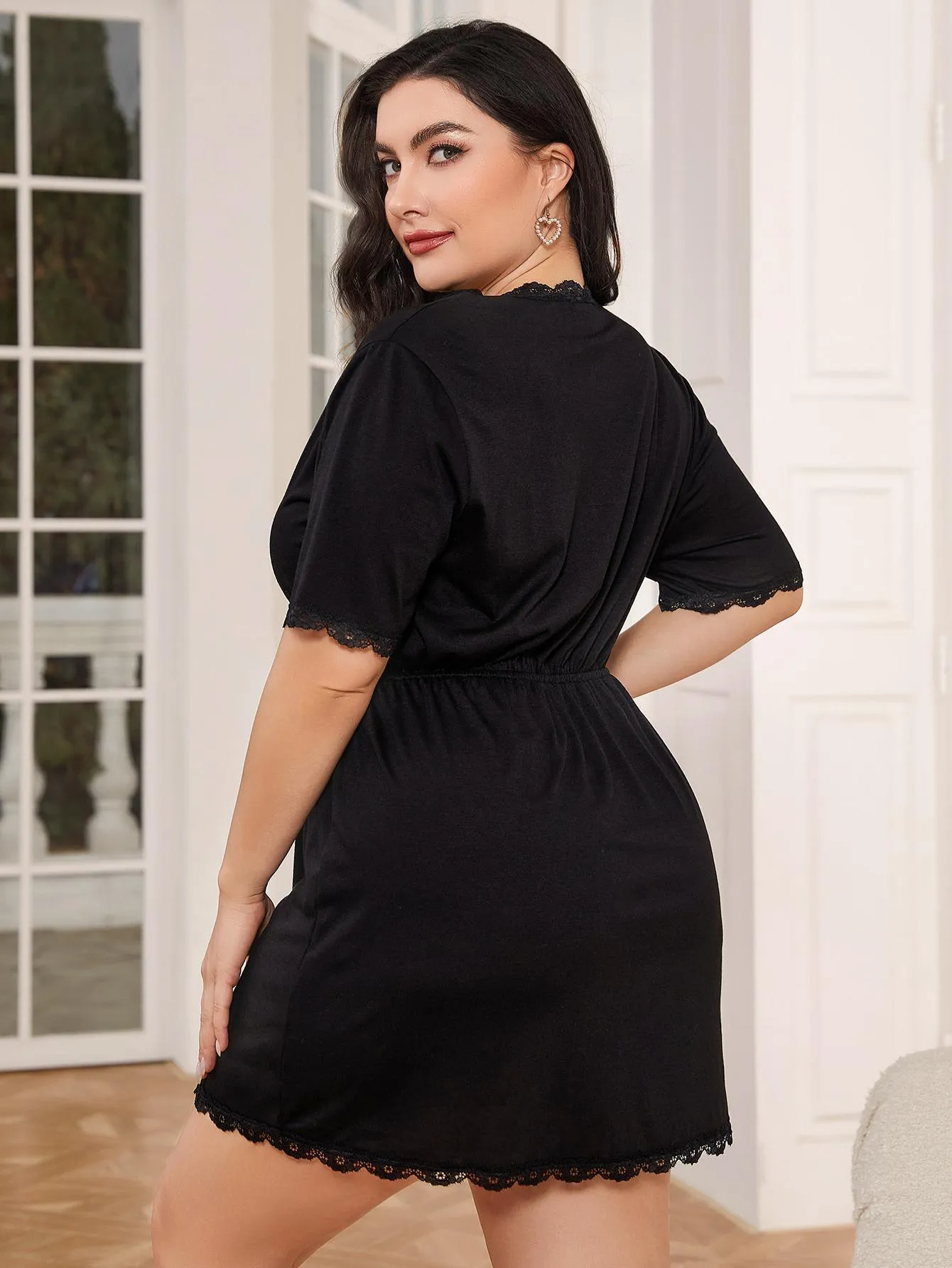 Hazel Blues® | Lace Trim Deep V Night Dress
