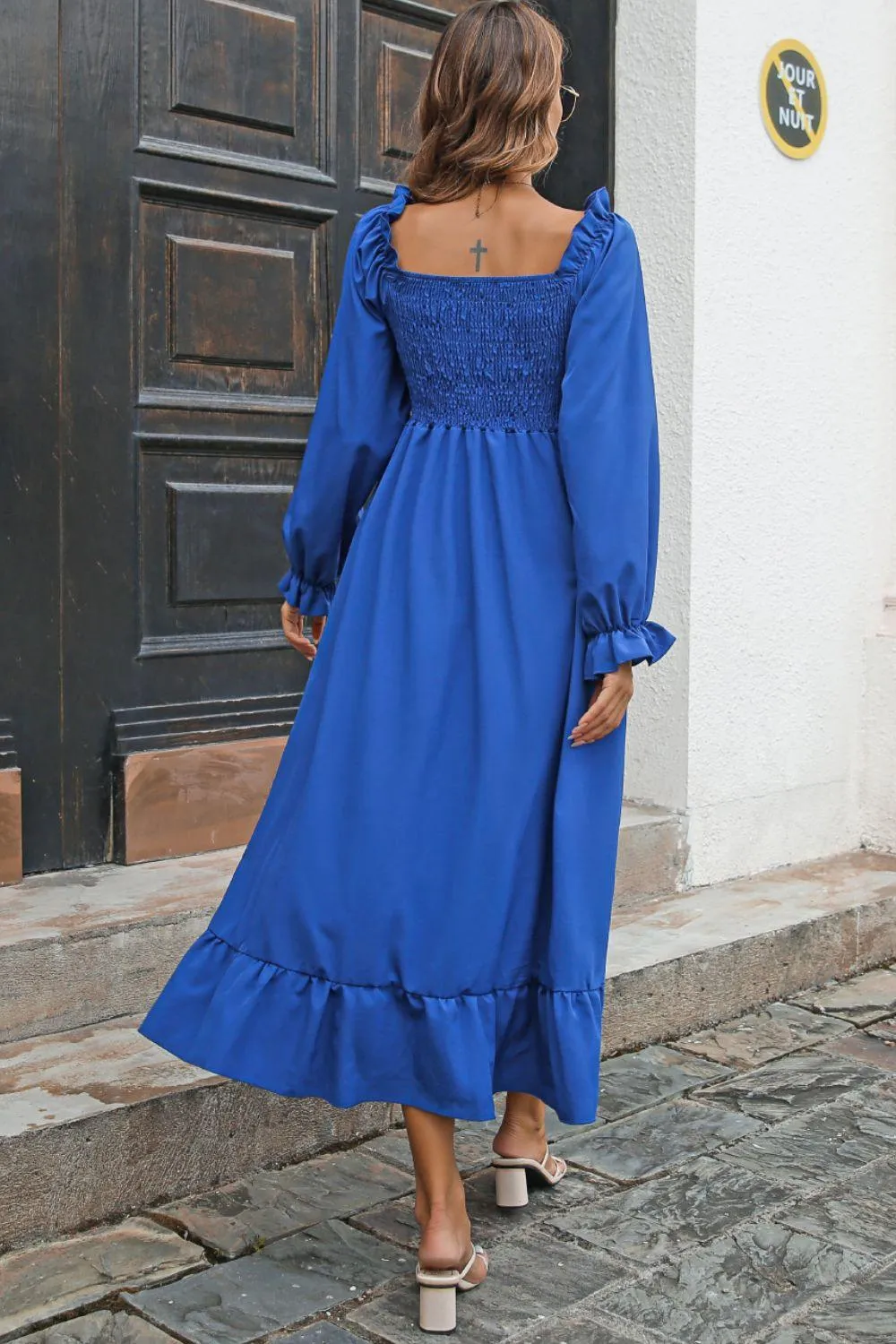 Hazel Blues® | Smocked Ruffle Hem Flounce Sleeve Dress