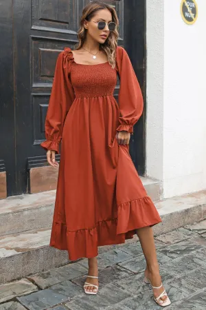 Hazel Blues® | Smocked Ruffle Hem Flounce Sleeve Dress