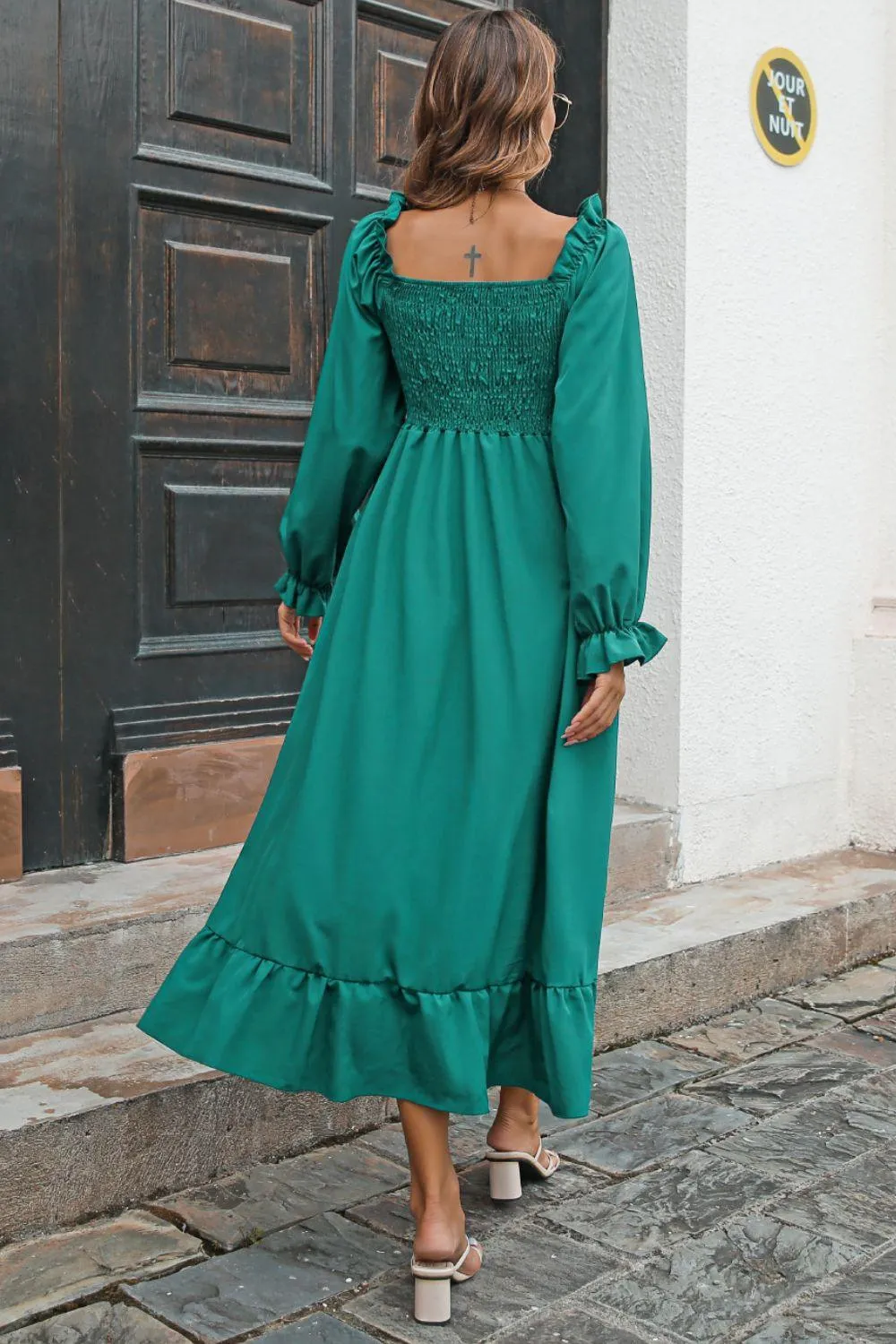 Hazel Blues® | Smocked Ruffle Hem Flounce Sleeve Dress