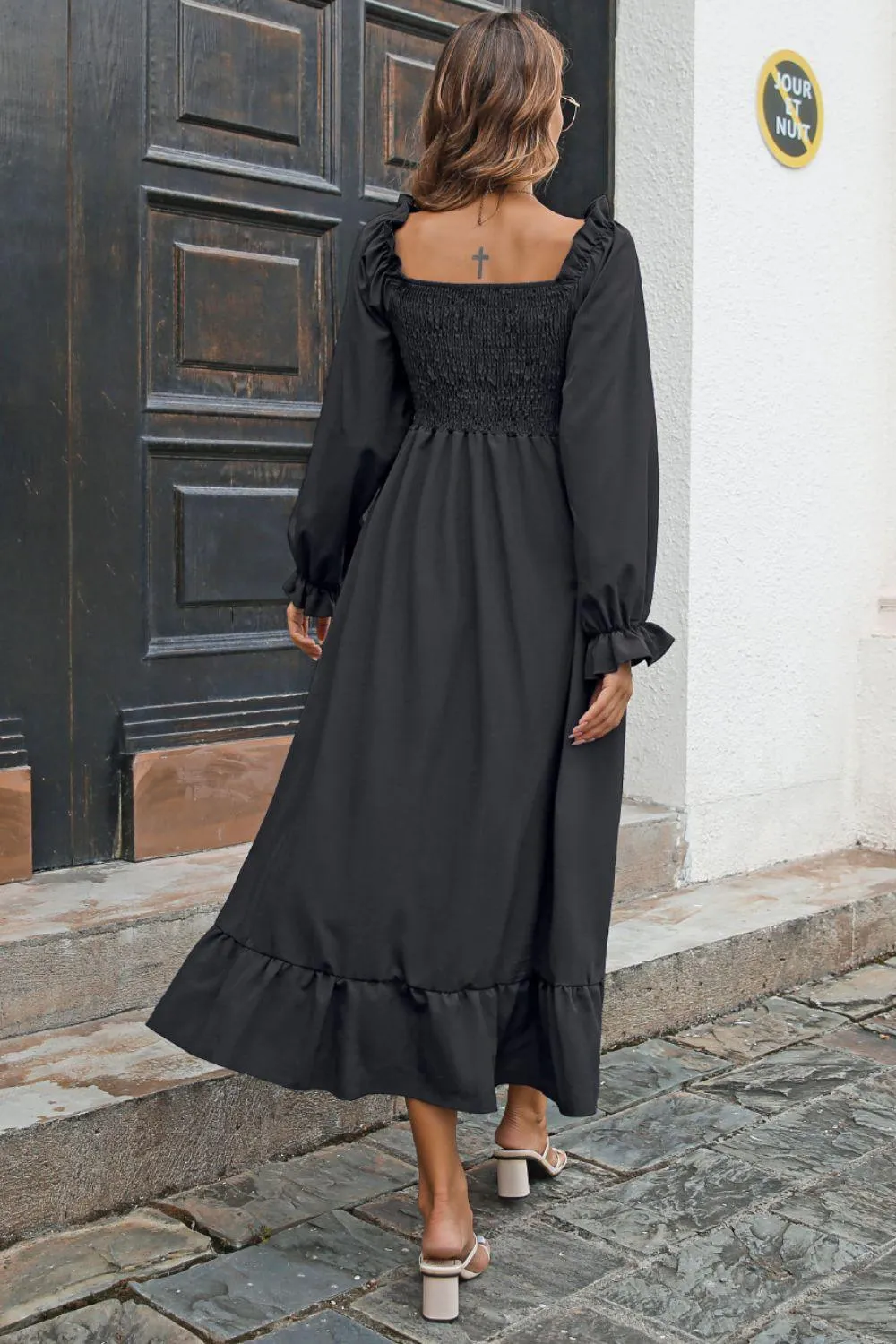 Hazel Blues® | Smocked Ruffle Hem Flounce Sleeve Dress